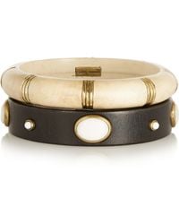 Isabel Marant Set Of Two Wood, Bone And Gold-Plated Bangles - Lyst