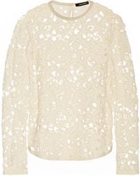 Isabel Marant Terry Suede-Trimmed Crocheted Top - Lyst