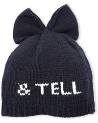 Betsey Johnson Black Kiss & Tell Knit Beanie - Lyst