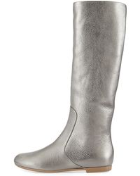 Giuseppe Zanotti Round Toe Leather Flat Boot - Lyst