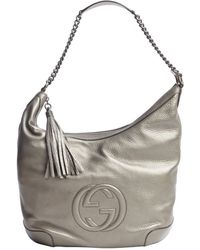 gucci grey leather bag