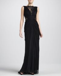 Tadashi Shoji Sleeveless Lace And Sequined Illusion Back Gown - Lyst