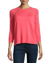 Halston Heritage Chiffon-Panel Raglan Sweater - Lyst