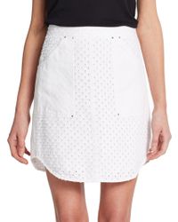 Rebecca Taylor Punched Denim Skirt - Lyst