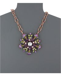 Betsey Johnson Spring Fling Purple Rhinestone Cluster Frontal Necklace - Lyst