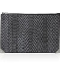 Alexander Wang Prisma Snakeskin And Leather Clutch - Lyst