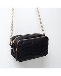 Zara Quilted Leather City Bag in Black | Lyst