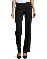 Donna Karan New York Stretch Wool Flat-Front Trousers - Lyst