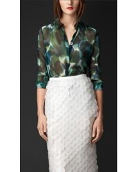 Burberry Floral Print Silk Crépon Shirt - Lyst