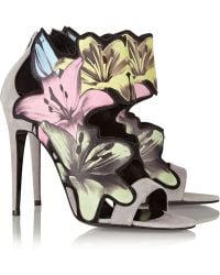 Pierre Hardy Lily Printed Leather And Suede Sandals - Lyst