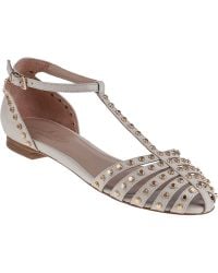 Lola Cruz T-Strap Flat Sandal Off White Leather - Lyst
