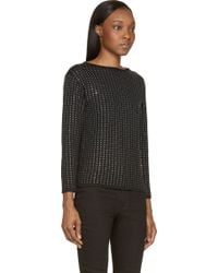 Saint Laurent Black Wool Knit Crystal Studded Sweater - Lyst