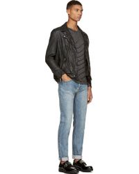 McQ by Alexander McQueen Black Wrinkled Leather Biker Jacket - Lyst