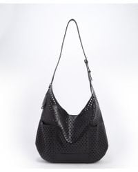 Olivia Harris Black Perforated Leather Hobo Bag - Lyst