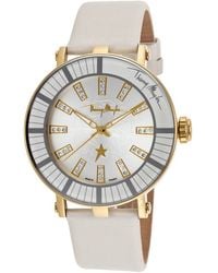 Thierry Mugler Women'S White Genuine Leather Silver-Tone Dial - Lyst