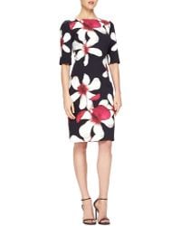 Carolina Herrera Magnolia-Print Jersey Sheath Dress - Lyst