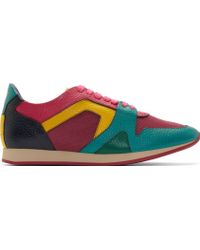 Burberry Prorsum Megenta And Aqua Leather Colourblock Sneakers - Lyst