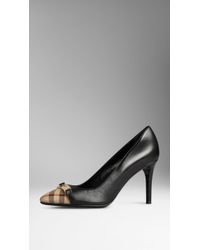 Burberry Horseferry Check Leather Pumps - Lyst