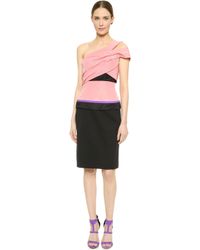 J. Mendel One Shoulder Dress - Blush/Noir - Lyst