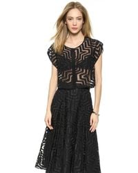 Milly Aztec Fil Coupe Crop Blouse - Black - Lyst