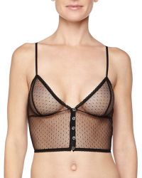 Haute Hippie Swiss Dot Button-Front Long-Line Bra - Lyst