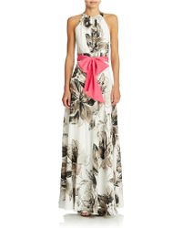Eliza J Floral Halter Gown - Lyst