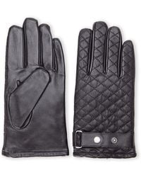 Joseph Abboud Black Quilted Leather Gloves - Lyst