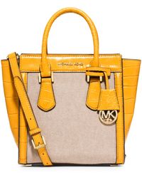 Michael Kors Colette Medium Leather-Trimmed Canvas Messenger - Lyst