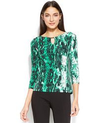 Calvin Klein Python-Print Keyhole Top - Lyst