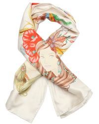 Gucci Ivory 'Four Seasons' Printed Silk Scarf - Lyst