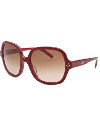 Chloé Women'S Square Dark Red Sunglasses - Lyst