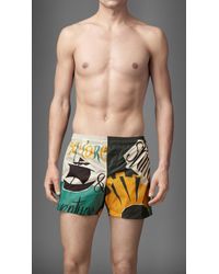 Burberry Book Cover Print Swim Shorts - Lyst