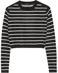 Tibi Cropped Striped Knitted Sweater - Lyst