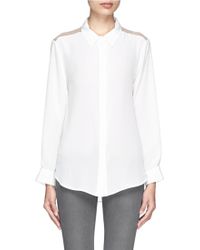 Sandro 'Celest' Sheer Back Silk Shirt - Lyst
