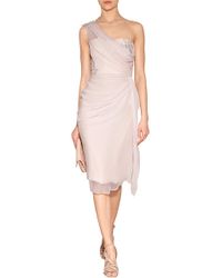 Marchesa Silk Chiffon One Shoulder Draped Cocktail Dress - Lyst