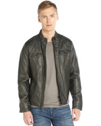 kenneth cole reaction jackets lyst distressed faux zip pocket jacket leather