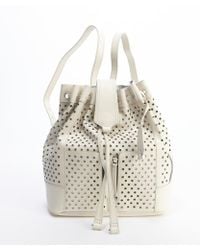 Olivia Harris Eggshell Perforated Leather Backpack - Lyst