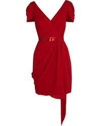 Notte By Marchesa Draped Silk-Crepe Mini Dress - Lyst