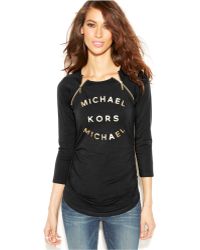 Michael Kors Michael Logo-Print Zipper Top - Lyst