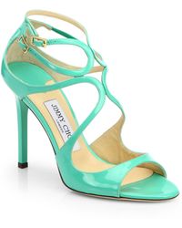 Christian Louboutin Lime Green Patent Leather Noeudette Sandals in Green | Lyst