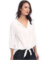 Karen Kane Tie Front Shirred Top - Lyst