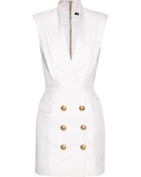 Balmain Twill Mini Dress - Lyst