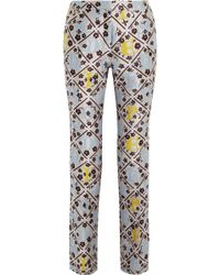 Mary Katrantzou Jq Silk-Blend Jacquard Slim-Fit Pants - Lyst