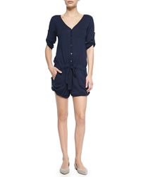 Milly Knit Cotton-Blend V-Neck Jumpsuit - Lyst
