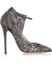 Brian Atwood Ingrid Mesh-Paneled Elaphe Pumps - Lyst