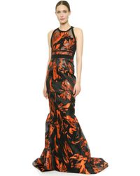 J. Mendel Halter Neck Gown - Fire - Lyst