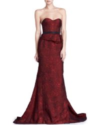 J. Mendel Organza Jacquard Bustier Gown - Lyst