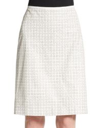 Reed Krakoff Square-Print Leather Pencil Skirt - Lyst