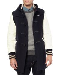 Junya Watanabe Gloverall Leather-Sleeve Wool-Blend Duffle Coat - Lyst