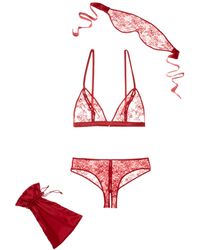 Blush Lingerie Bralette, Thong And Eyemask 3-Piece Pouch - Lyst